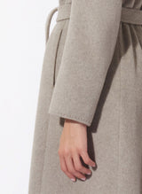 Belted Fitted Beige Wool Coat