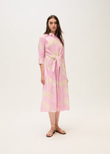 Belted Shirt Dress-Pink