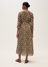 Midi Dress with belt-Brown