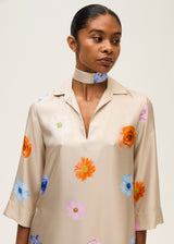 Silk Dress with Belt - floral