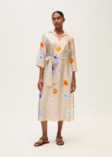 Silk Dress with Belt - floral