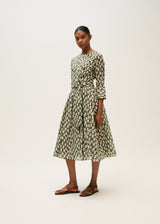 Cotton Dress with belt-Dark Green