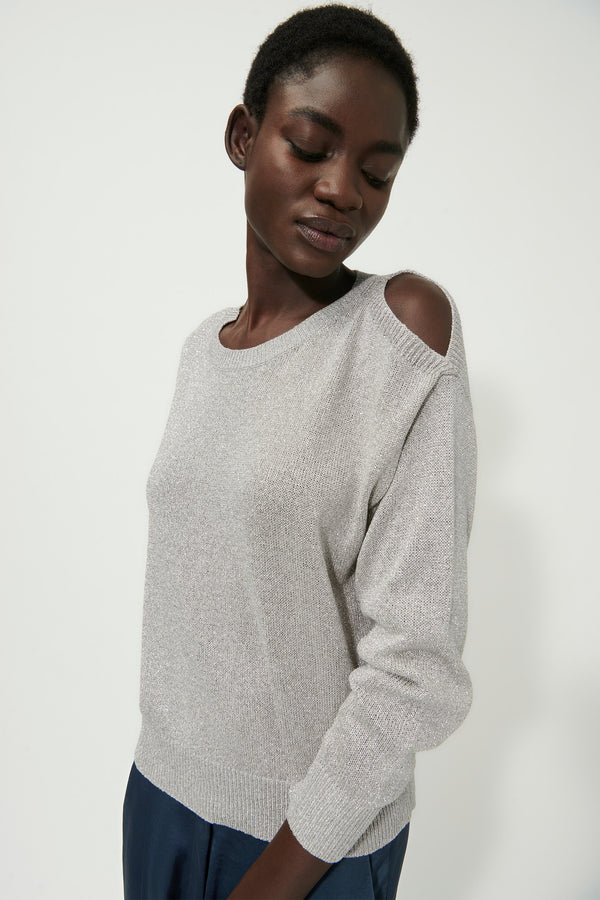 Cut-out Shimmer Sweater