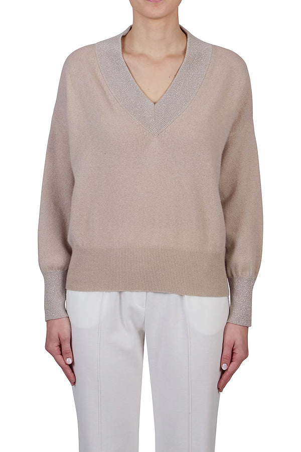 V-Neck sweater with lurex