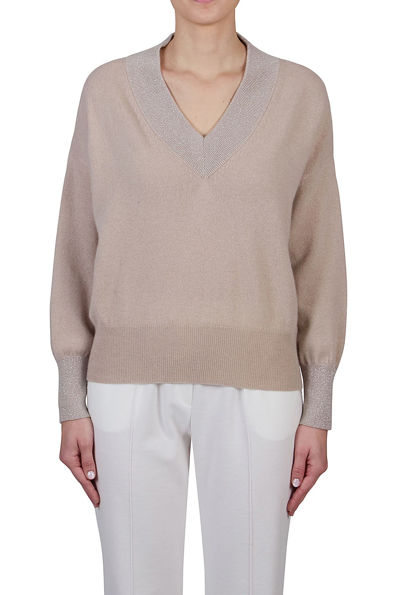 V-Neck sweater with lurex