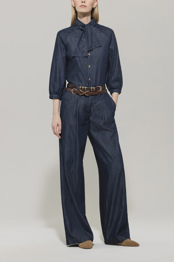 Denim blouse with Bow
