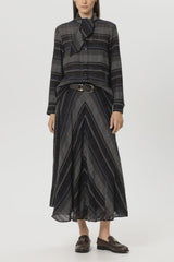 Bow neck Checked Blouse