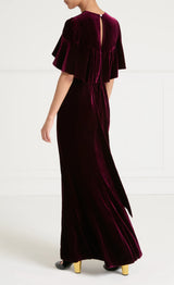 Ashcombe Velvet Dress-Claret