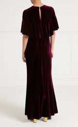 Ashcombe Velvet Dress-Claret