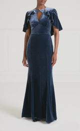 Ashcombe Velvet Dress- Slate Blue