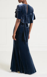 Ashcombe Velvet Dress- Slate Blue