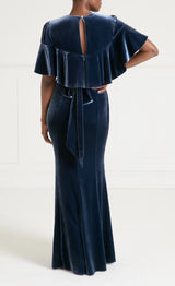 Ashcombe Velvet Dress- Slate Blue
