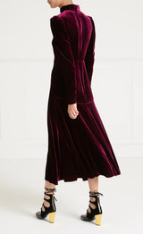 Clarice velvet split dress-Claret