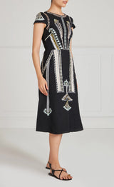 Avalon Linen Dress-Black