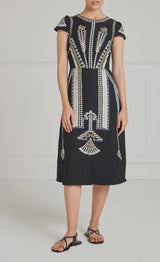 Avalon Linen Dress-Black