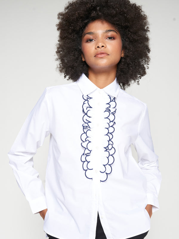 Scallop front Poplin Shirt