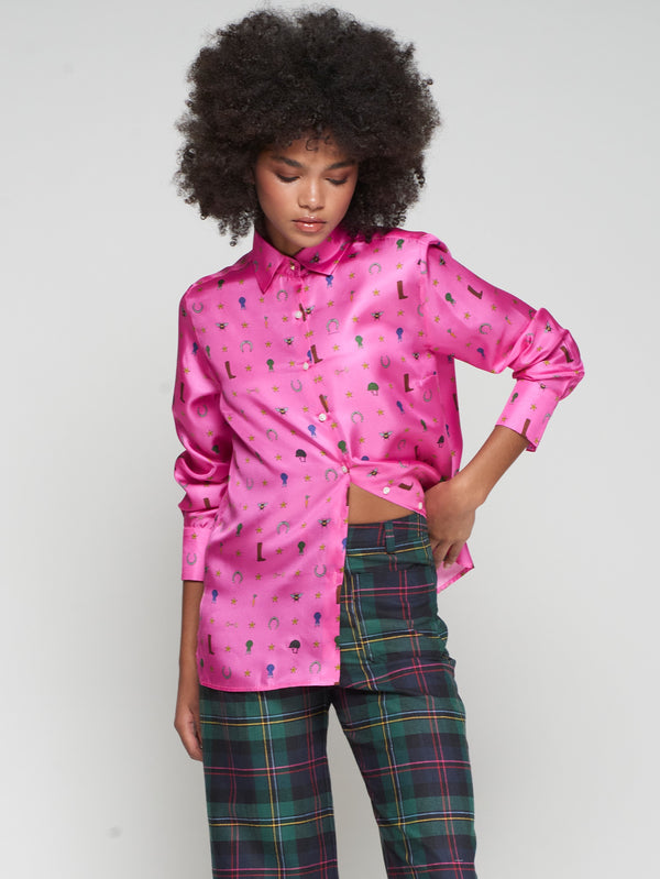 Silk Shirt Equestrian Print