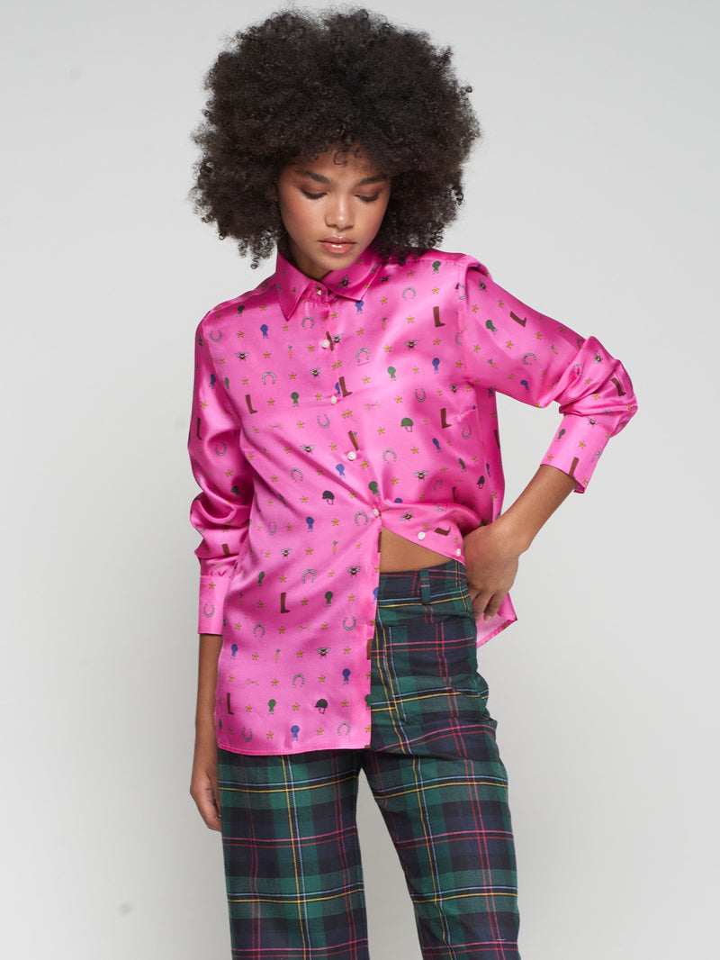 Silk Shirt Equestrian Print
