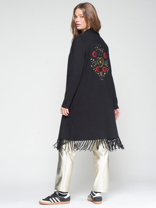 33012-5WK52-Fringe Coat-Blk