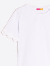Tee shirt with broderie sleeve