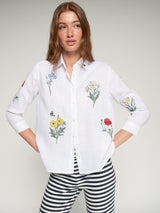 Linen Shirt with floral Embroidery