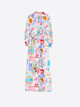 Long Dress with Travel stamp print