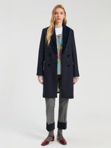 Navy Blue coat with wavy collar