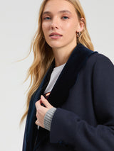 Navy Blue coat with wavy collar