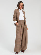 Wide Leg Plaid Trousers