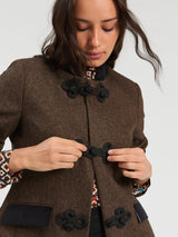 Brown Herringbone Espiga Jacket