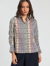 Geo Circle and Stripe Print Shirt