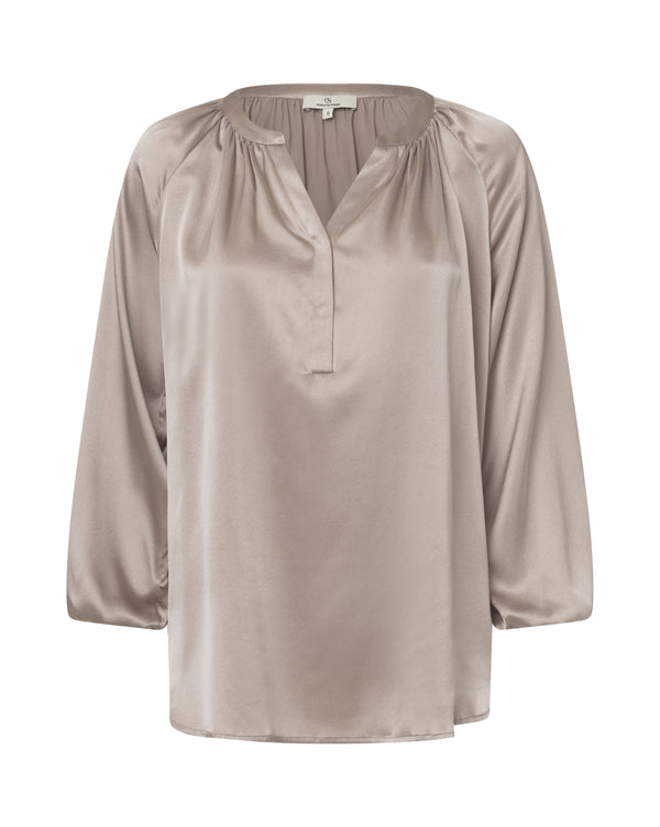 3414-Solid-Selma satin silk blouse