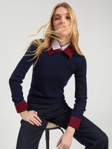 Jumper with contrast collar and cuff
