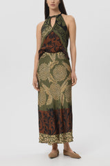 Rock Leaf Print Maxi Skirt
