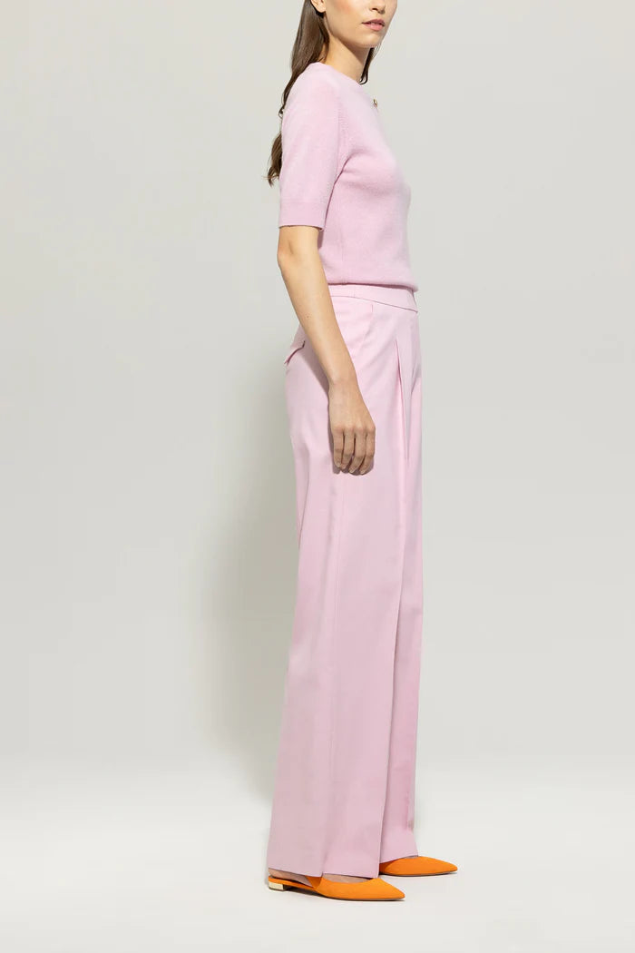 Twill wide leg pants