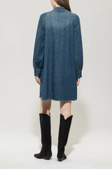 Denim dress with frill