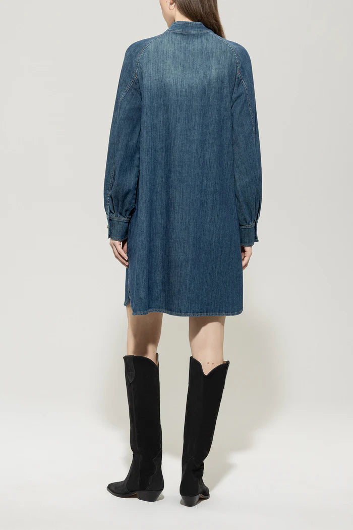 Denim dress with frill