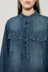 Denim dress with frill