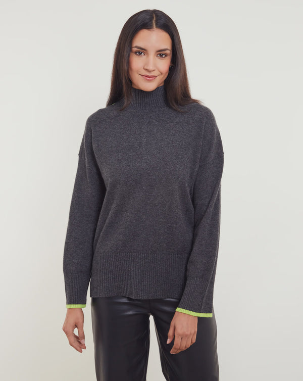 Alex split hem mock neck