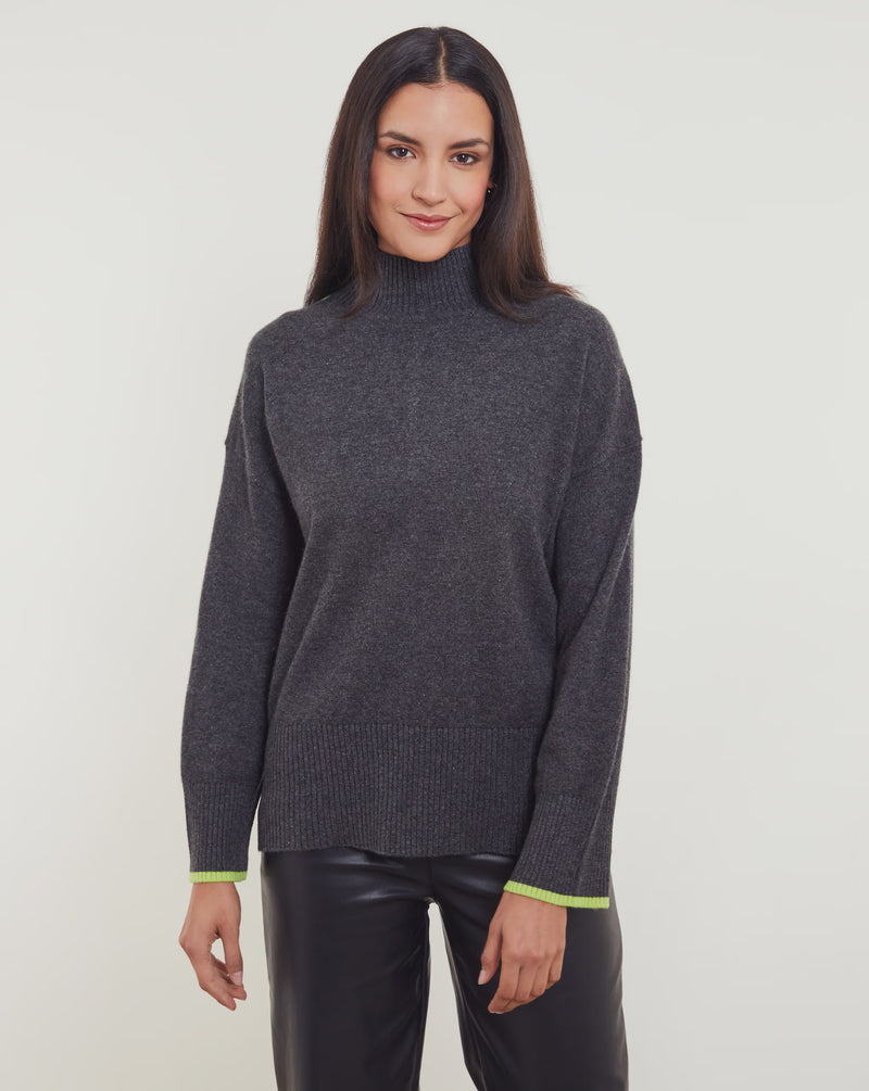 Alex split hem mock neck