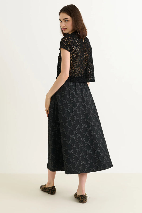 Belita Bow jacquard midi skirt
