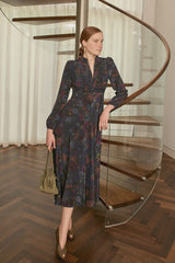 Baroque Silk Tea dress in Chateau Wallpaper
