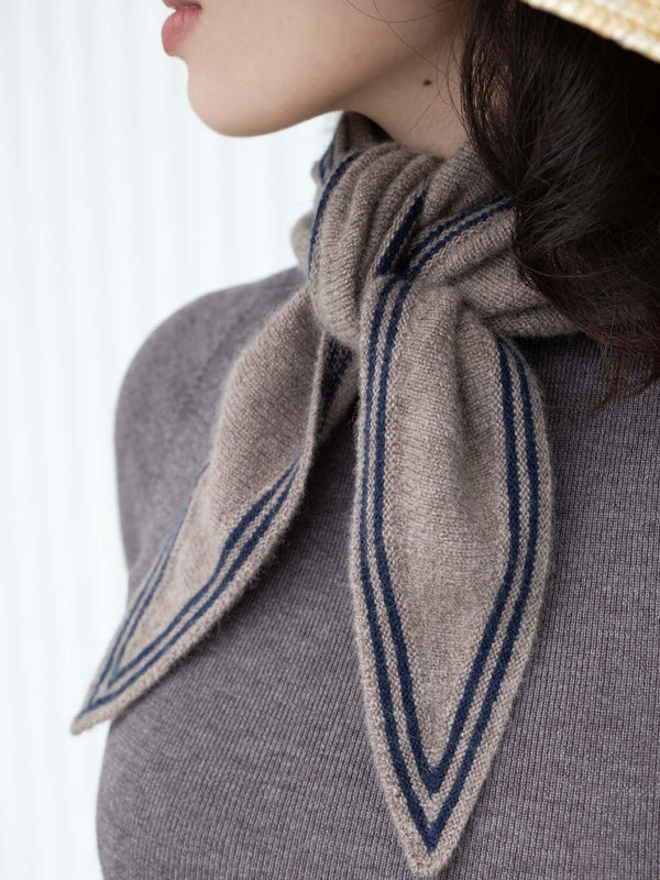Tie Neck Scarf with stripe trim