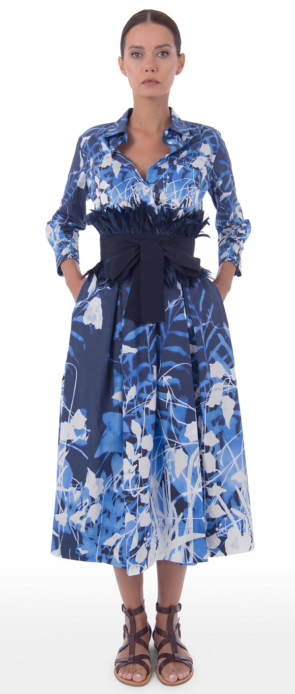 Elena Midi Dress- Blue