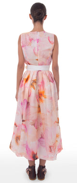 Riah Silk Midi Dress-Pink