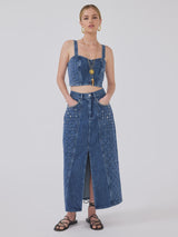 Cyndi quilted Denim Skirt
