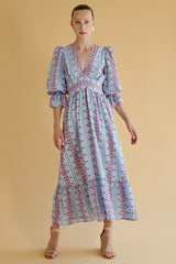 Sophia-satin Dress-Aztec-B