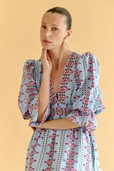 Sophia-satin Dress-Aztec-B