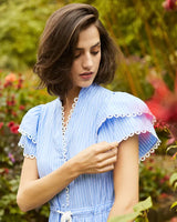 Eloise pinstripe Dress with Lace Trim