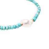 Iman Necklace pearl &Turquoise